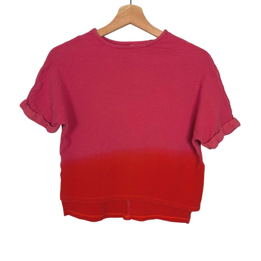 Dolan Left Coast Collection Sz‎ Small Pink and Red Ombre Cotton Short Sleeve Top